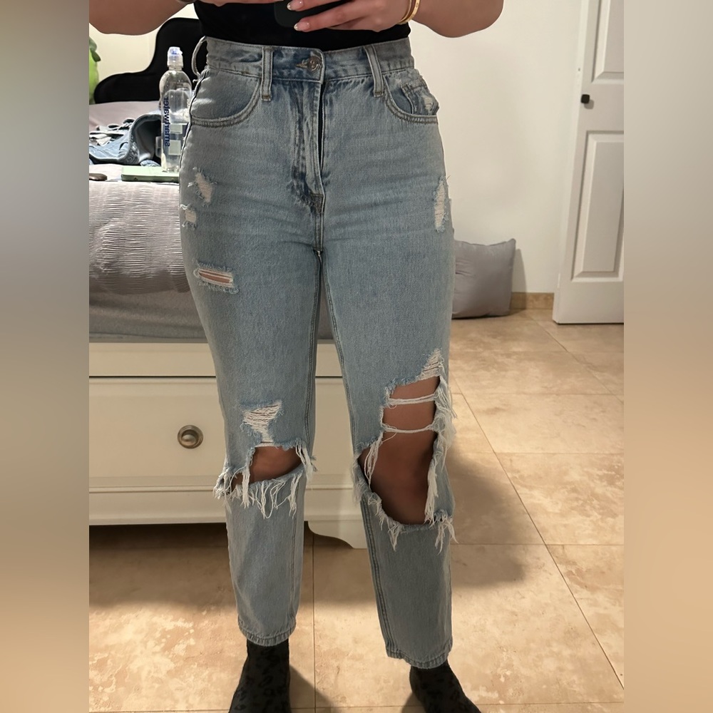 “Insane Gene LA” Light Wash Ripped Jeans